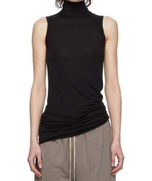 Rick Owens Lilies Black Jersey Turtleneck Top size XS Sleeveless Viscose Tunic